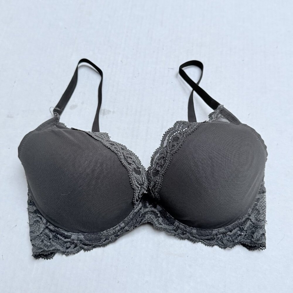 Natori Bra Womens 32 DD Underwire Gray Lace Lined Cup Adjustable Strap Lace Trim